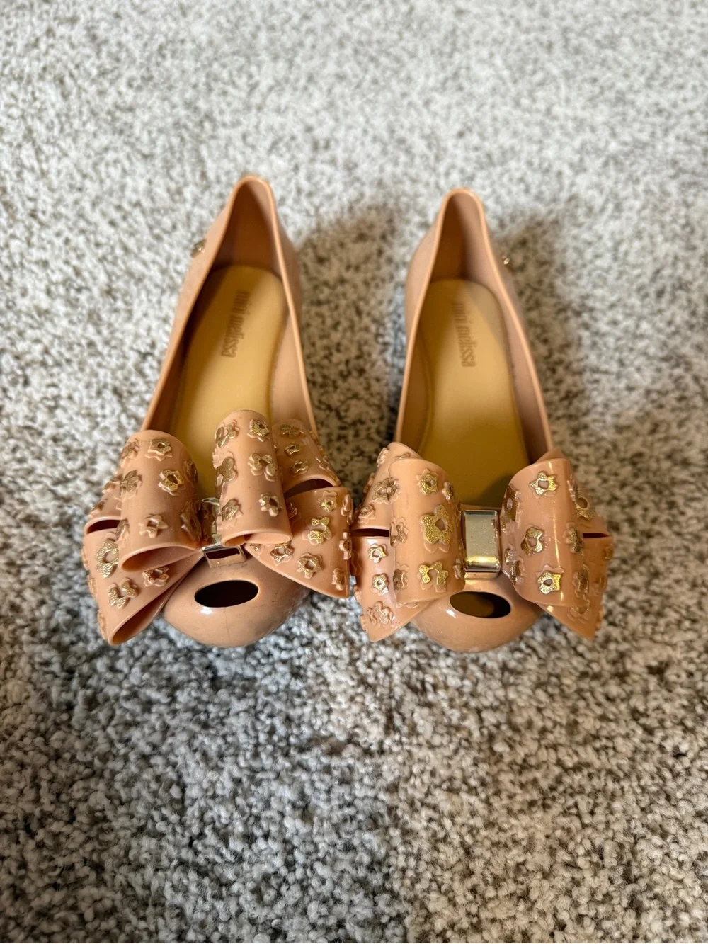 Mini Melissa Tan Ballet Flats with Embellished Bow